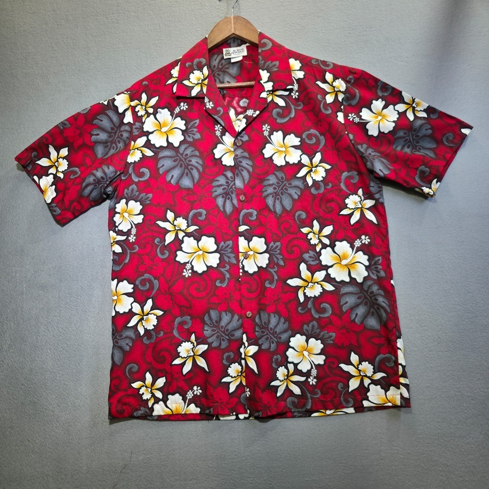 Aloha Republic Men's Short Sleeve Button Up Hawaiian Shirt Size‎ Large Made USA